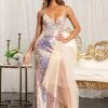 Prom Iridescent Sequin Fitted Gown By Elizabeth K GL3026