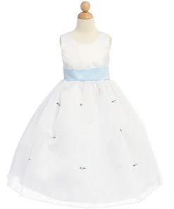 ABC Fashion Ivory Flower Girl Dresses With Ivory Sash/Flowers 9 ABC Fashion Ivory Flower Girl Dresses With Ivory Sash/Flowers