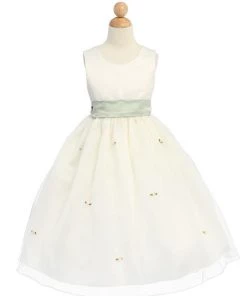 ABC Fashion Ivory Flower Girl Dresses With Ivory Sash/Flowers 11 ABC Fashion Ivory Flower Girl Dresses With Ivory Sash/Flowers