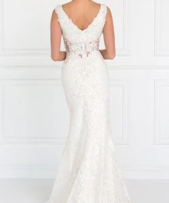 Prom Ivory Lace Mermaid Gown With Sheer Cutouts By Elizabeth K GL1533 7 Prom Ivory Lace Mermaid Gown With Sheer Cutouts By Elizabeth K GL1533