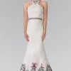 Ivory Mermaid Dress With Blue Floral Print By Elizabeth K GL2218 Prom