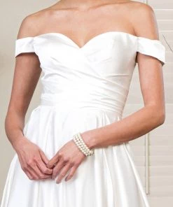 Ivory Off Shoulder Satin Gown By Elizabeth K GL1908 9 Ivory Off Shoulder Satin Gown By Elizabeth K GL1908