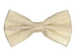 Vesuvio Napoli Ivory Paisley Bow Ties With Matching Pocket Squares