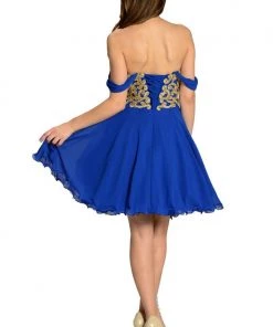 Ivory Short Appliqued Off The Shoulder Dress By Poly USA Prom