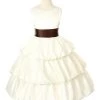 ABC Fashion Ivory Tea Length Flower Girl Dresses With Sash
