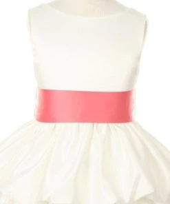 ABC Fashion Ivory Tea Length Flower Girl Dresses With Sash