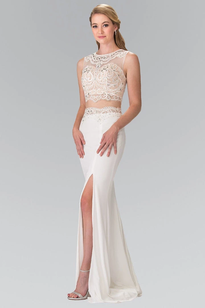 Ivory Two-Piece Dress With Lace Top By Elizabeth K GL2373 3 Ivory Two-Piece Dress With Lace Top By Elizabeth K GL2373