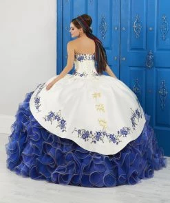 LA Glitter By House Of Wu Quinceañera Strapless Floral Charro Dress By House Of Wu LA Glitter 24042