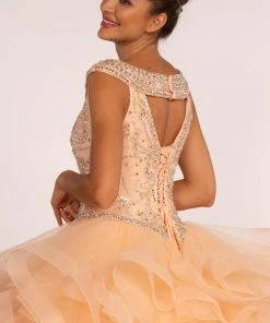 Jeweled Cap Sleeve Ball Gown With Layered Skirt By Elizabeth K GL1600 19 Jeweled Cap Sleeve Ball Gown With Layered Skirt By Elizabeth K GL1600