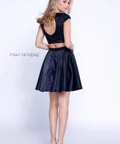Jeweled Cap Sleeve Short Two Piece Dress By Nox Anabel 6216 Prom