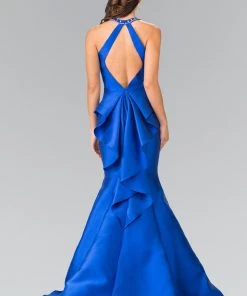 Jeweled Collar Ruffled Mermaid Dress By Elizabeth K GL2353 Prom