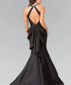 Jeweled Collar Ruffled Mermaid Dress By Elizabeth K GL2353 Prom