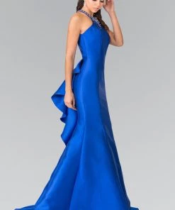 Jeweled Collar Ruffled Mermaid Dress By Elizabeth K GL2353 Prom