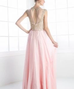 Jeweled Illusion A-line Gown By Cinderella Divine 8732