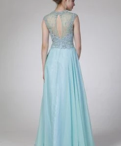 Jeweled Illusion A-line Gown By Cinderella Divine 8732