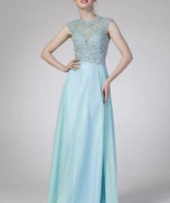 Jeweled Illusion A-line Gown By Cinderella Divine 8732