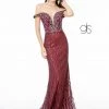 Jeweled Long Off Shoulder Glitter Dress By Elizabeth K GL1818 Prom