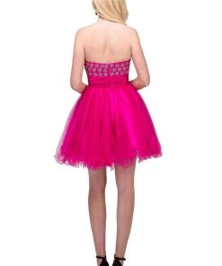 Jeweled Short Strapless Dress With Ruffled Skirt By Star Box 5116
