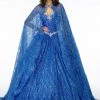 Jeweled Strapless Cape Ball Gown By Elizabeth K GL2801