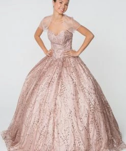 Jeweled Strapless Glitter Ball Gown With Jacket By Elizabeth K GL2804 17 Jeweled Strapless Glitter Ball Gown With Jacket By Elizabeth K GL2804