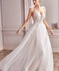 Lace A-line Bridal Gown By Cinderella Divine CD215W Prom 10 Lace A-line Bridal Gown By Cinderella Divine CD215W Prom