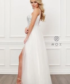 Lace Applique A-line Tulle Gown By Nox Anabel G445 Prom