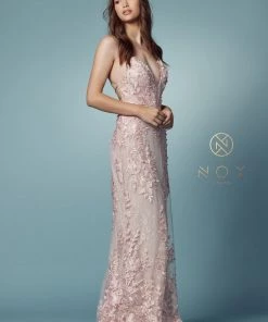 Lace Applique Fitted Overskirt Gown By Nox Anabel F485