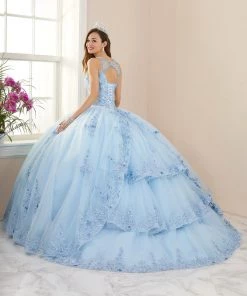 Quinceañera Lace Applique Illusion Quinceanera Dress By House Of Wu 26959
