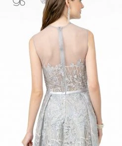 Lace Applique Long A-line Dress By Elizabeth K GL2835