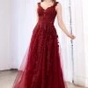 Lace Applique Long Tulle Dress By Cinderella Divine CD4091 Prom