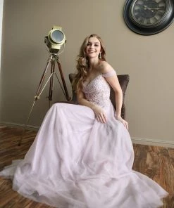 Lace Applique Long Off Shoulder Dress By Nox Anabel S265 8 Lace Applique Long Off Shoulder Dress By Nox Anabel S265