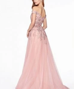 Applique Off Shoulder Gown By Cinderella Divine KV1049