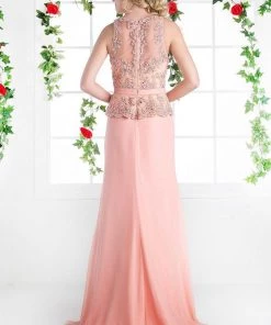 Lace Applique Peplum Gown By Cinderella Divine CK53