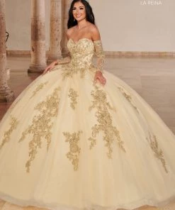 Quinceañera Lace Applique Quinceanera Dress By Mary's Bridal MQ2146