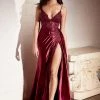 Prom Lace Applique Satin Gown By Cinderella Divine CM318