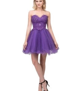 Prom Lace Applique Short Strapless Dress With Ruffled Skirt By Star Box 6413 12 Prom Lace Applique Short Strapless Dress With Ruffled Skirt By Star Box 6413