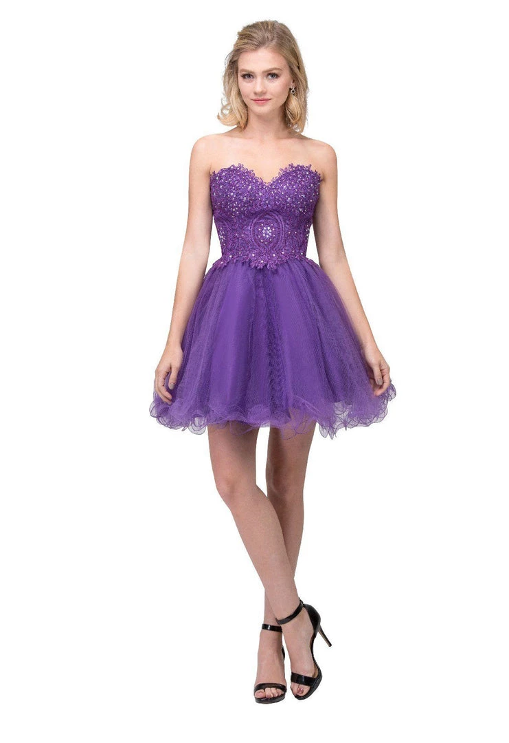 Prom Lace Applique Short Strapless Dress With Ruffled Skirt By Star Box 6413 5 Prom Lace Applique Short Strapless Dress With Ruffled Skirt By Star Box 6413
