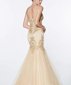Prom Applique Strapless Mermaid Gown By Cinderella Divine 9179
