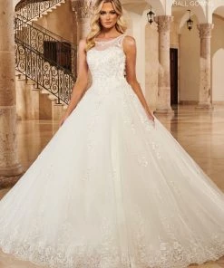 Mary's Bridal Ball Gowns Collection Lace Applique Wedding Ball Gown By Mary's Bridal MB6099 Wedding Dresses