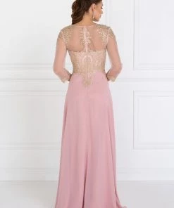 Applique Long Sleeve Gown By Elizabeth K 1368