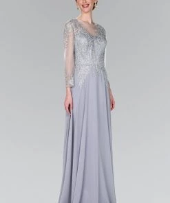 Applique Long Sleeve Gown By Elizabeth K 1368