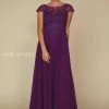 Lace Bodice Long Dress With Short Sleeves By Nox Anabel Q508
