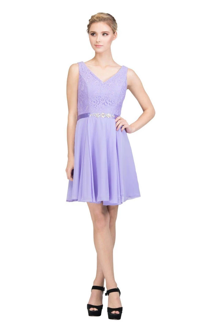 Prom Lace Bodice Short V-Neck Dress With Chiffon Skirt By Star Box 6149 9 Prom Lace Bodice Short V-Neck Dress With Chiffon Skirt By Star Box 6149