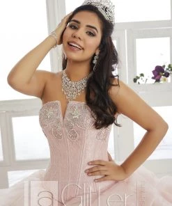 LA Glitter By House Of Wu Lace Bodice Strapless Dress By House Of Wu LA Glitter 24014 Quinceañera