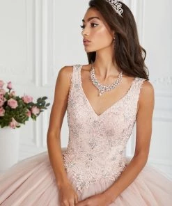 House Of Wu Fiesta Gowns Lace Bodice V-Neck Quinceanera Dress By Fiesta Gowns 56389 Quinceañera 10 House Of Wu Fiesta Gowns Lace Bodice V-Neck Quinceanera Dress By Fiesta Gowns 56389 Quinceañera