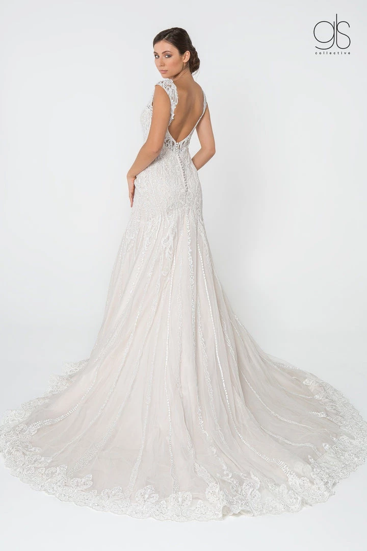 Lace Embellished Deep V-Neck Wedding Gown By Elizabeth K GL2821 5 Lace Embellished Deep V-Neck Wedding Gown By Elizabeth K GL2821