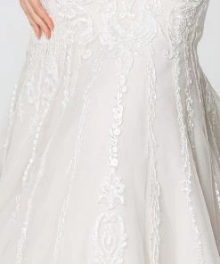 Lace Embellished Deep V-Neck Wedding Gown By Elizabeth K GL2821