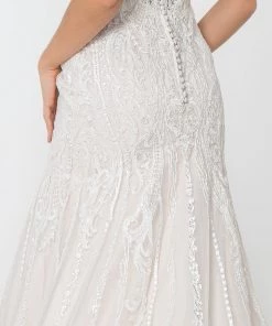 Lace Embellished Deep V-Neck Wedding Gown By Elizabeth K GL2821 10 Lace Embellished Deep V-Neck Wedding Gown By Elizabeth K GL2821