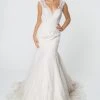 Lace Embellished Deep V-Neck Wedding Gown By Elizabeth K GL2821
