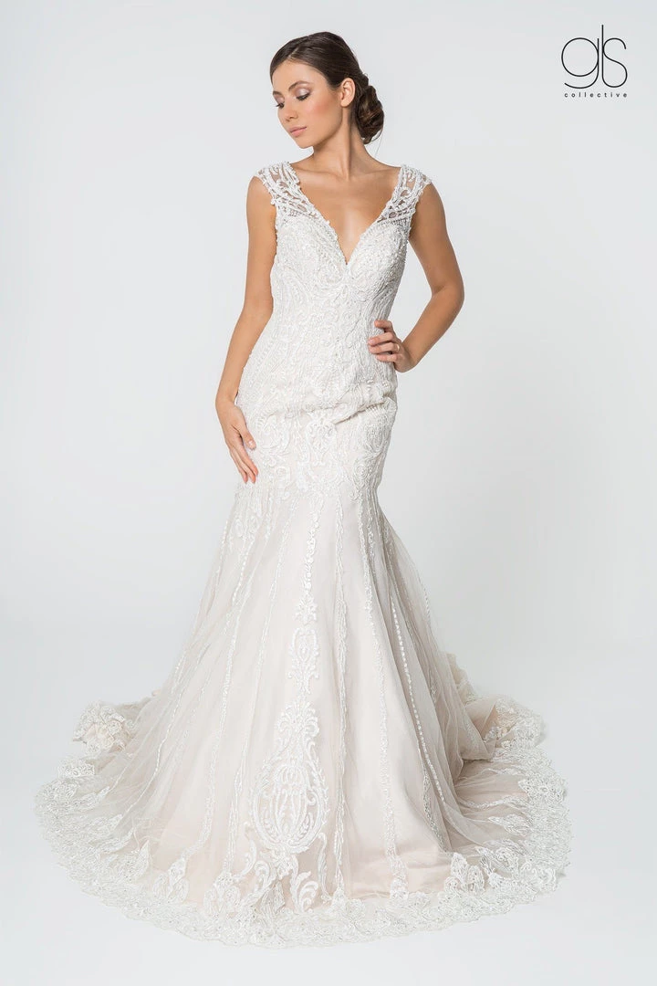 Lace Embellished Deep V-Neck Wedding Gown By Elizabeth K GL2821 3 Lace Embellished Deep V-Neck Wedding Gown By Elizabeth K GL2821